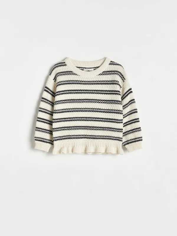 Sweter o prostym fasonie, wykonany z bawełnianej dzianiny. - wielobarwny
