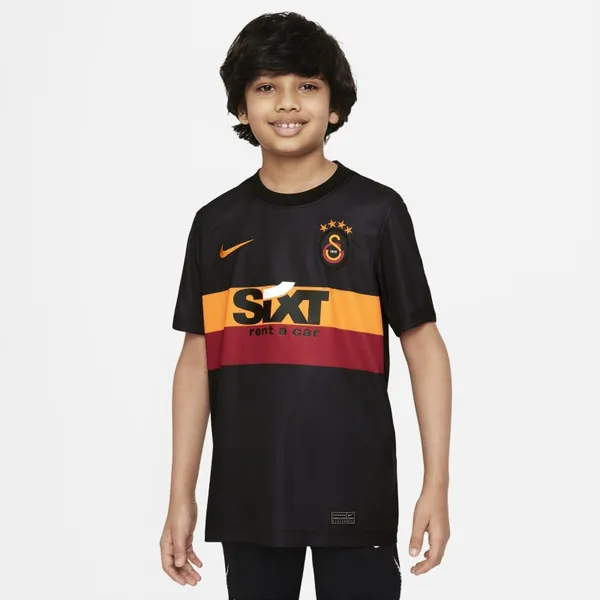 Koszulka piłkarska z krótkim rękawem dla dużych dzieci Nike Dri-FIT Galatasaray (wersja wyjazdowa) - Czerń