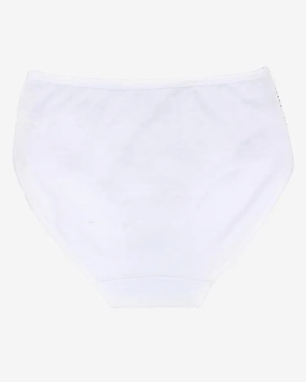 Białe bawełniane damskie majtki typu figi z printem PLUS SIZE- Bielizna - Biały