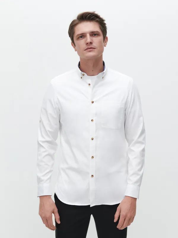 Koszula ze strukturalnej tkaniny - Biały