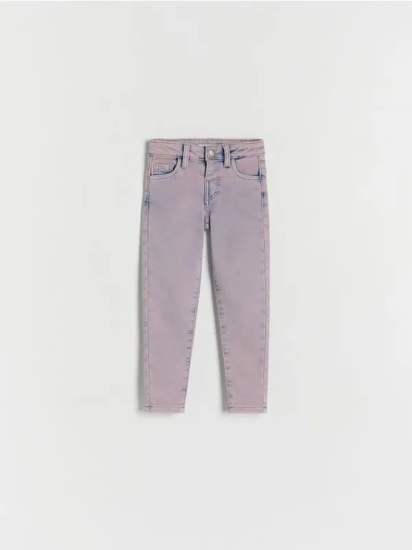 Jeansy typu slim, wykonane z tkaniny z bawełną. - fioletowy