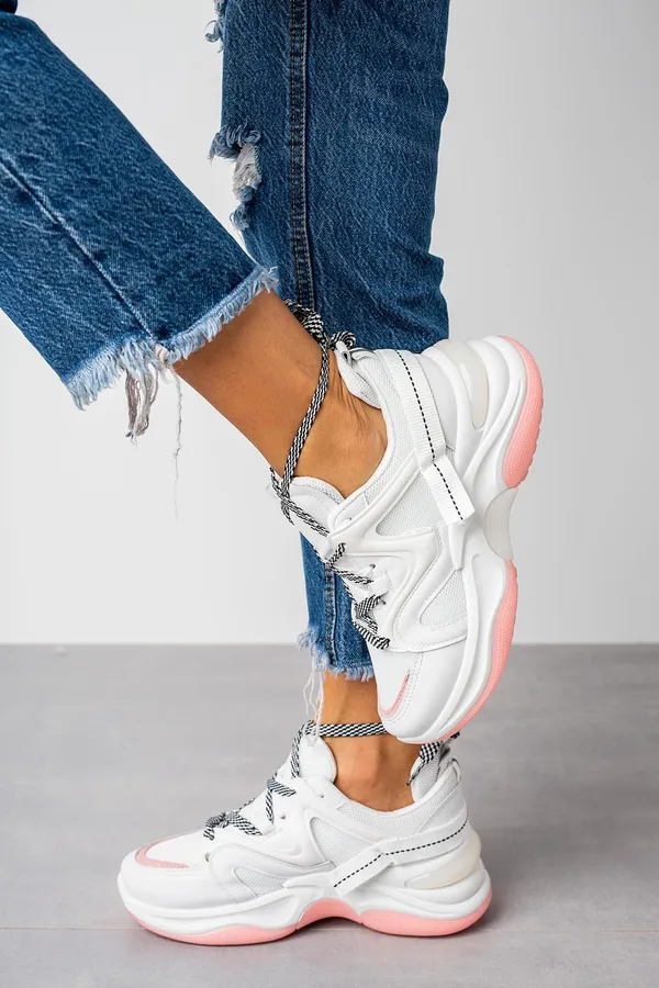Białe buty sportowe sneakersy sznurowane Casu 20G10/W