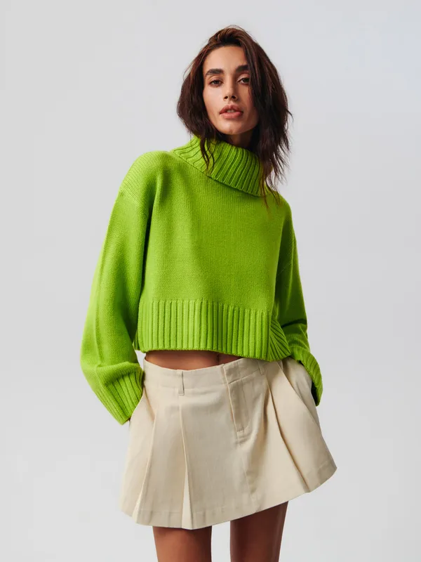 Sweter z golfem - Zielony