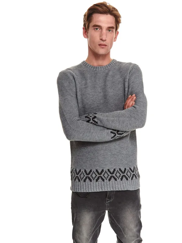 Sweter z wzorzystym wykończeniem