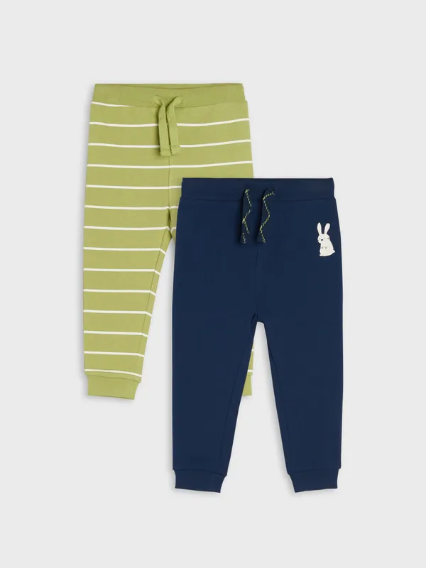 Komplet dwóch par bawełnianych spodni jogger. - zielony