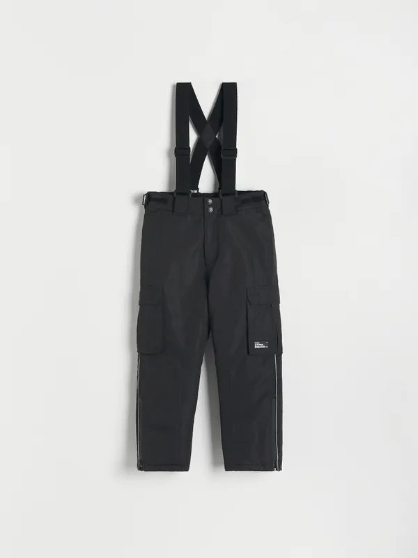 Odblaskowe spodnie z szelkami - Czarny