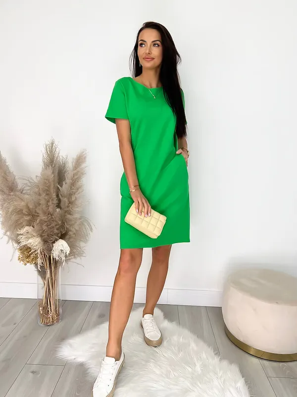 Zielona Sukienka z Kieszeniami
