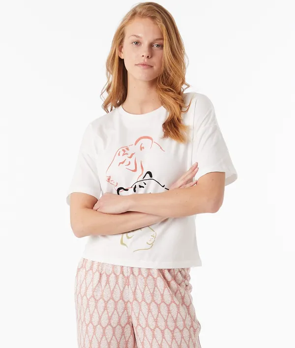 Duran T-Shirt Manches Courtes Imprimé 100% Coton Biologique - Surowy