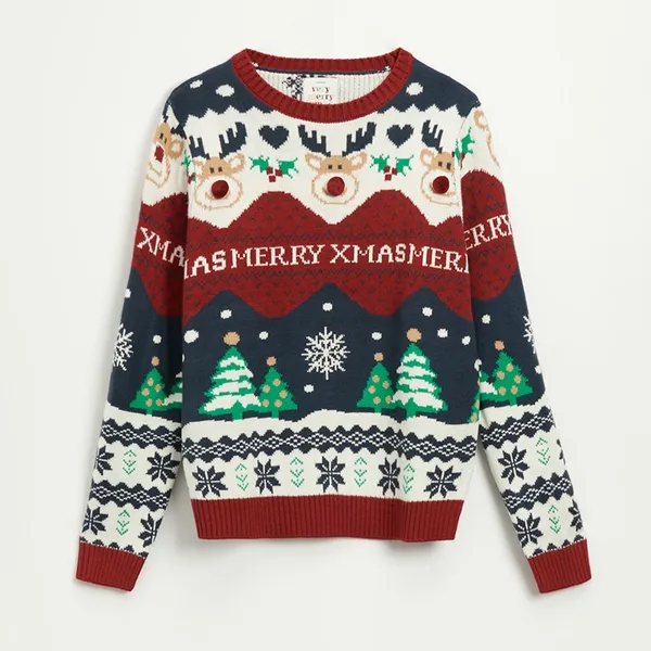 Świąteczny sweter Merry Xmas - Wielobarwny