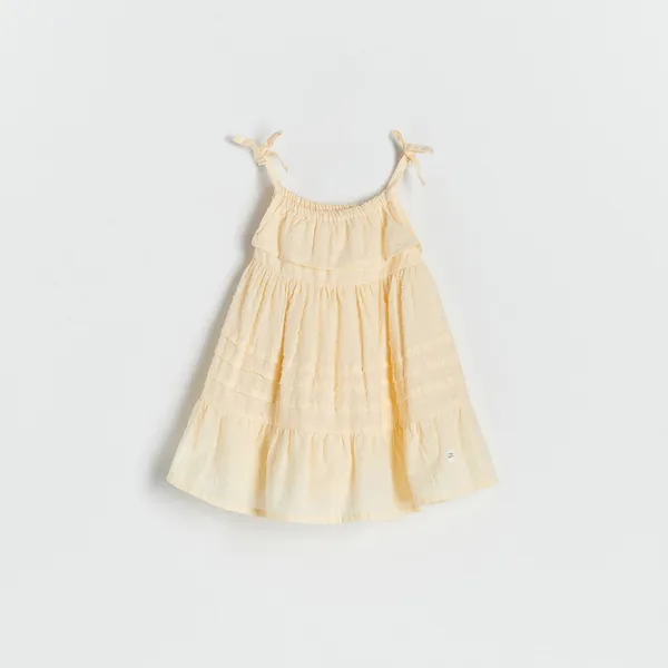 Bawełniana sukienka na ramiączkach - Żółty