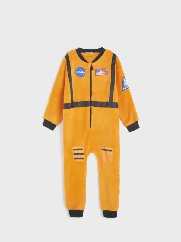 Ciepła, polarowa piżama imitująca kombinezon kosmiczny NASA. - pomarańczowy