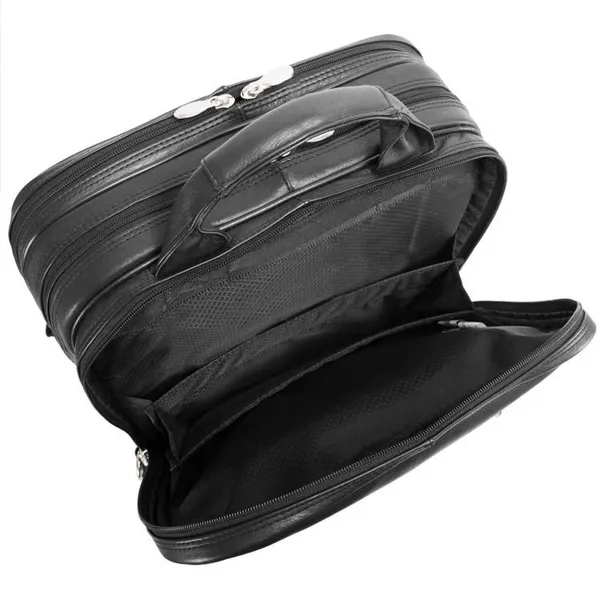 Skórzany, czarny plecak 3w1 z odpinanymi ramionami Wicker Park 15,6" oraz 17"
