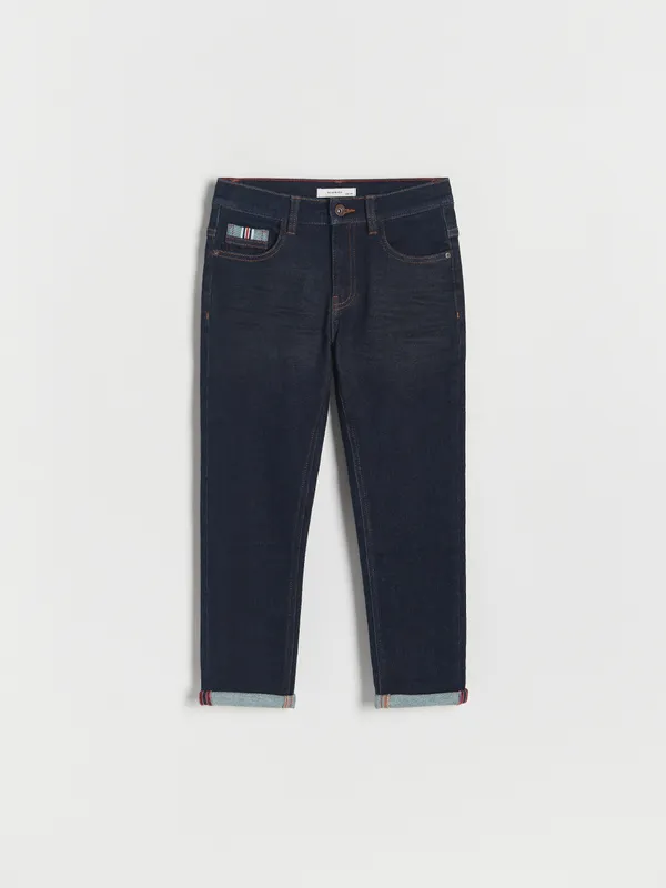 Elastyczne jeansy regular - Granatowy