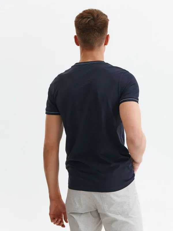 T-shirt krótki rękaw męski gładki, z aplikacją