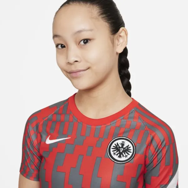 Przedmeczowa koszulka piłkarska z krótkim rękawem dla dużych dzieci Eintracht Frankfurt - Czerwony