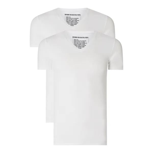 Drykorn T-shirt z dodatkiem streczu w zestawie 2 szt. model ‘Caris’