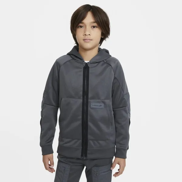 Rozpinana bluza z kapturem dla dużych dzieci (chłopców) Nike Sportswear Air Max - Szary