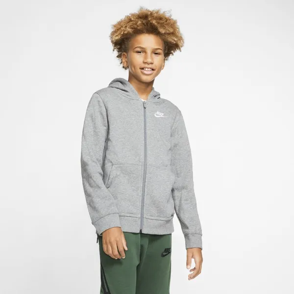 Bluza z kapturem i zamkiem na całej długości dla dużych dzieci Nike Sportswear Club - Szary