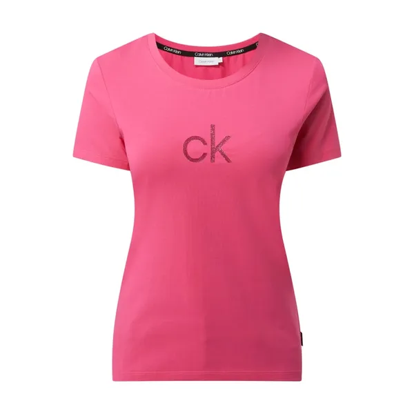 CK Calvin Klein T-shirt z logo i błyszczącym efektem