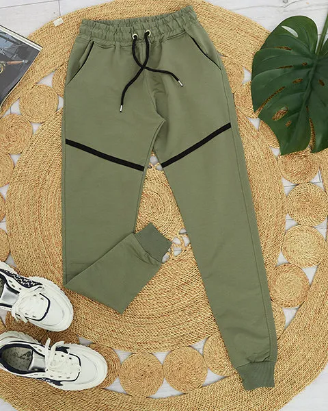 Damskie spodnie dresowe w kolorze zielonym- Odzież - Ciemnozielony || Zielony