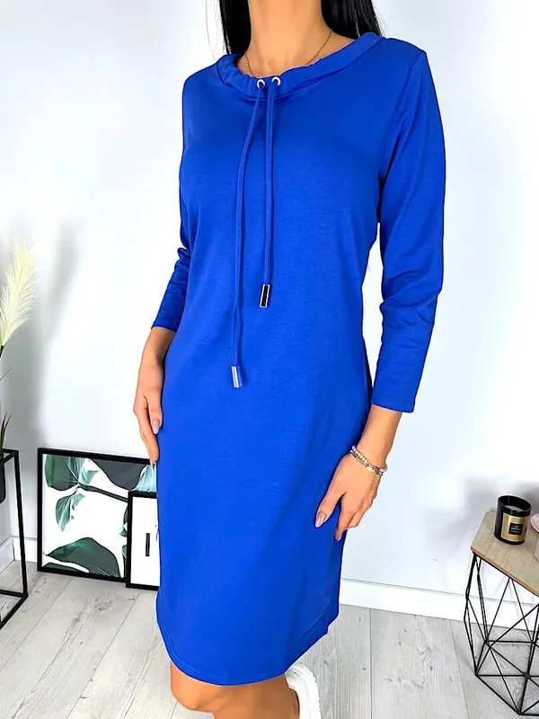 Kobaltowa Sukienka z Kieszeniami 6561-323-I