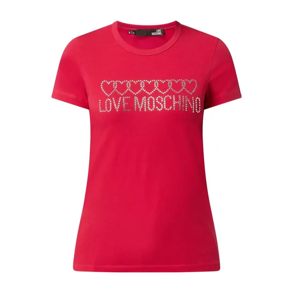 Love Moschino T-shirt z logo z kamieni stras