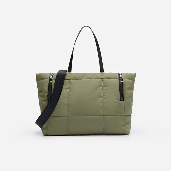 Pikowana torba shopper zielona - Zielony