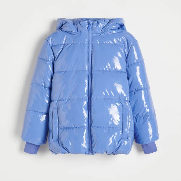 Pikowana kurtka z kapturem - Niebieski
