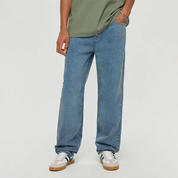 Niebieskie jeansy straight fit - Niebieski