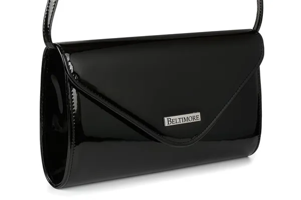 Czarna lakierowana damska torebka wieczorowa kopertówka BELTIMORE M78 czarny