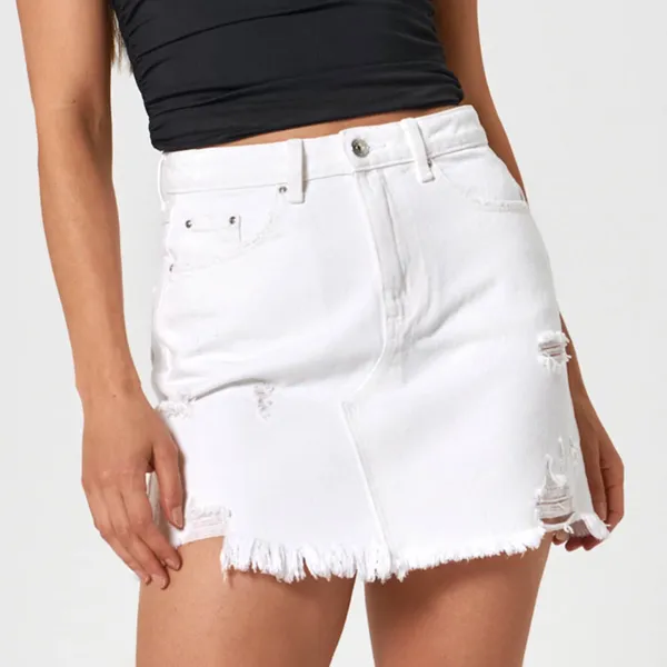 Spódnica mini jeansowa - Biały