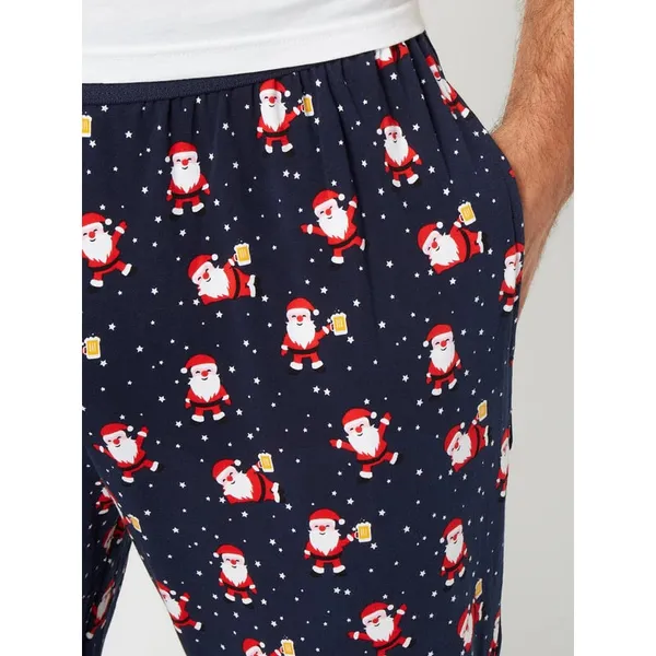 Christian Berg Men Spodnie od piżamy ze wzorem bożonarodzeniowym