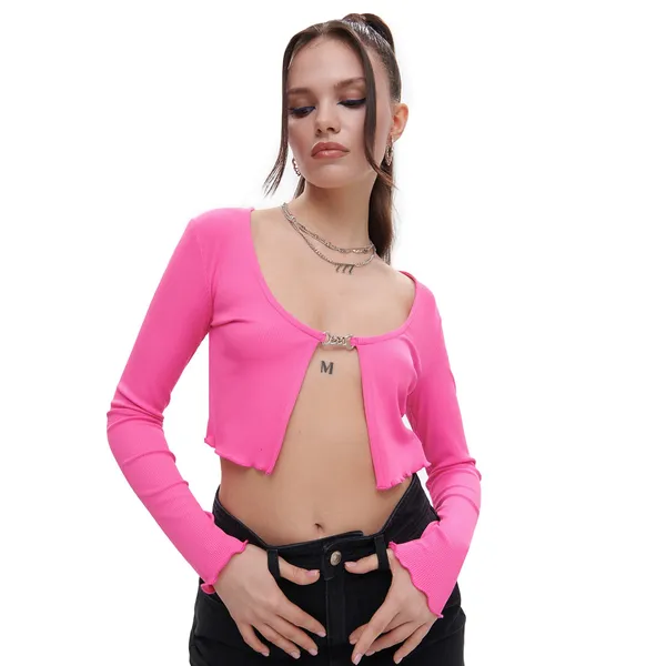 Prążkowana różowa bluzka
