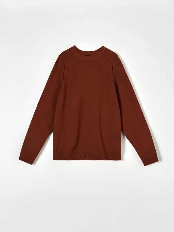 Miekki, bawełniany sweter o regularnym kroju. - brązowy