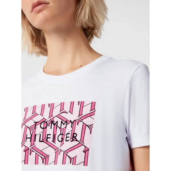 Tommy Hilfiger T-shirt z czystej bawełny ekologicznej z nadrukiem z logo