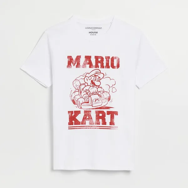Koszulka z nadrukiem Mario Kart biała - Biały