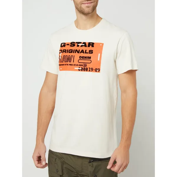G-Star Raw T-shirt z nadrukiem flokowym z bawełny ekologicznej