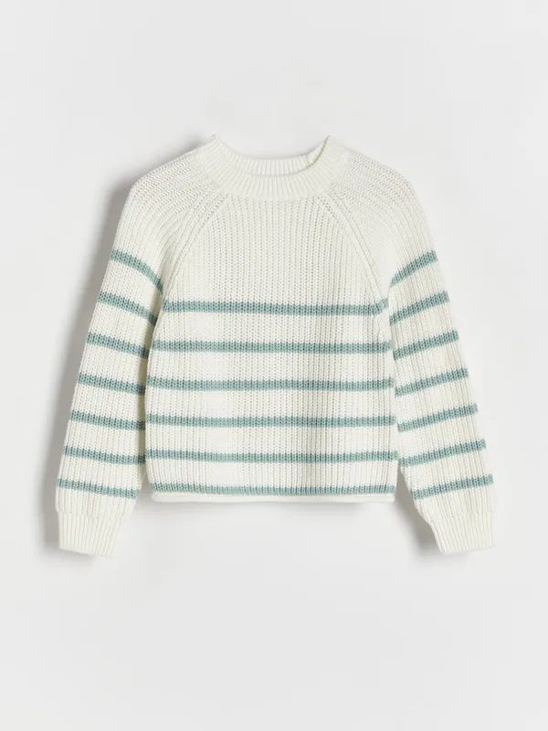 Sweter o regularnym fasonie, wykonany z dzianiny z bawełną. - wielobarwny