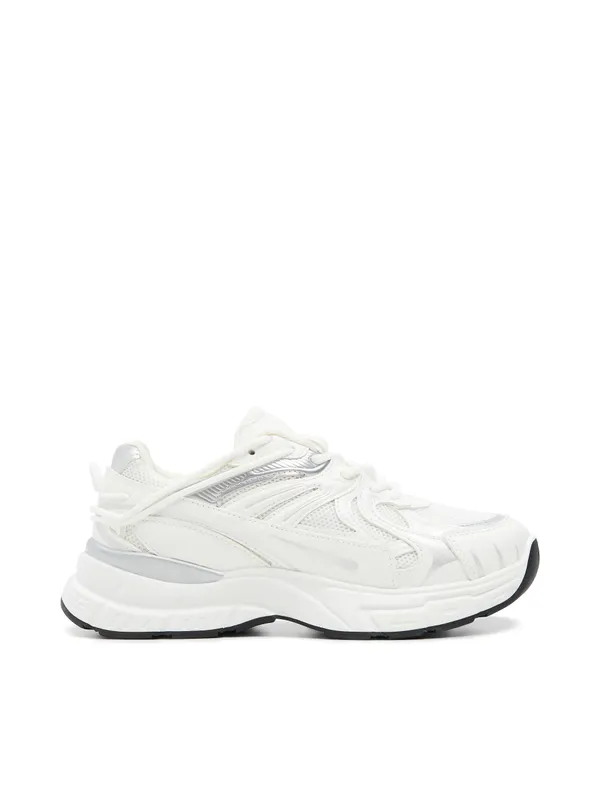 Białe sportowe sneakersy ze srebrnymi detalami