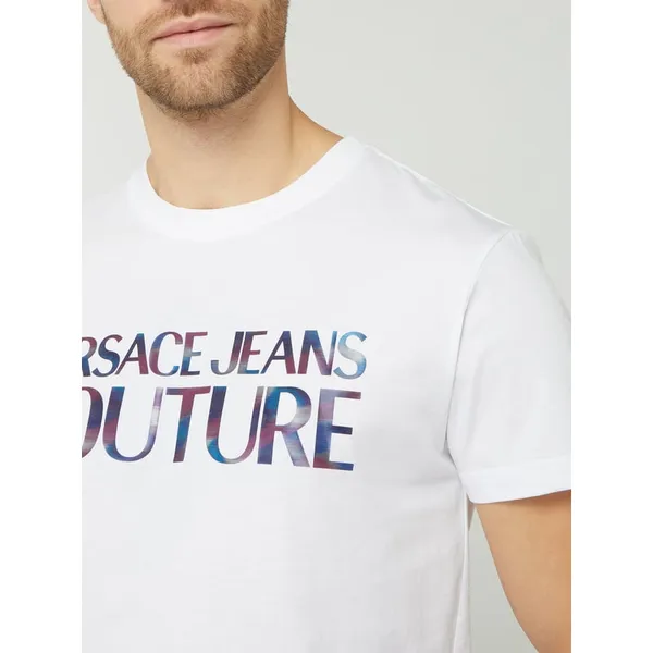 Versace Jeans Couture T-shirt o kroju slim fit z metalicznym nadrukiem