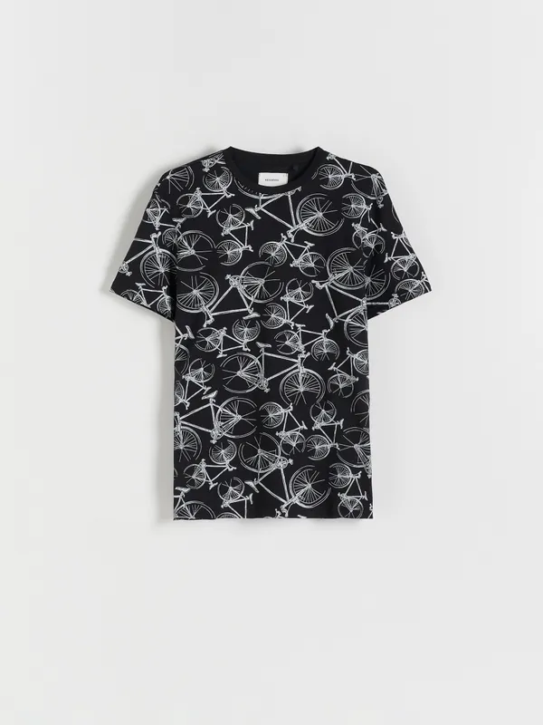 T-shirt regular z nadrukiem - Czarny