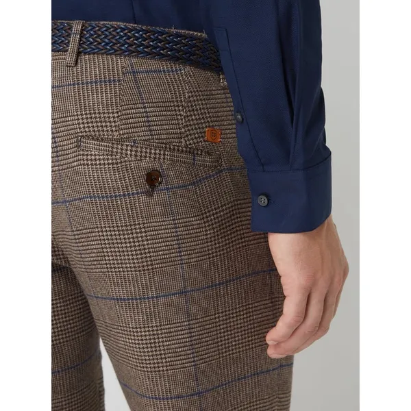 CG - Club of Gents Spodnie do garnituru o kroju slim fit ze wzorem w kratę glencheck model ‘Clinton’