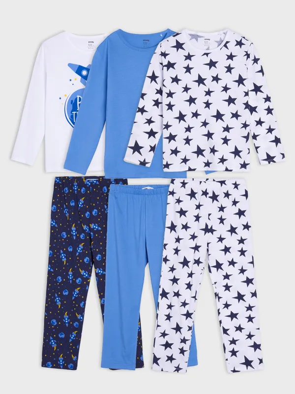 Piżama dwuczęściowa 3 pack - Niebieski