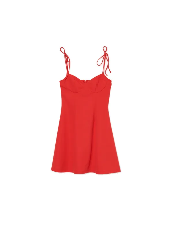 Czerwona sukienka mini z wiązanymi ramiączkami