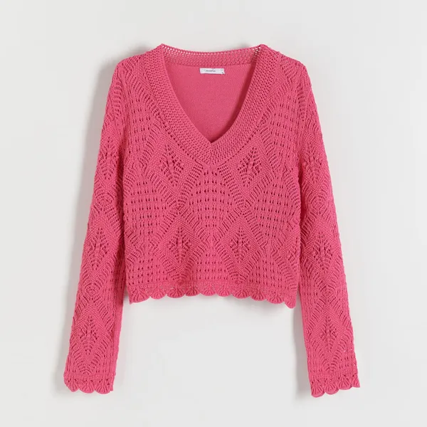 Ażurowy sweter - Różowy