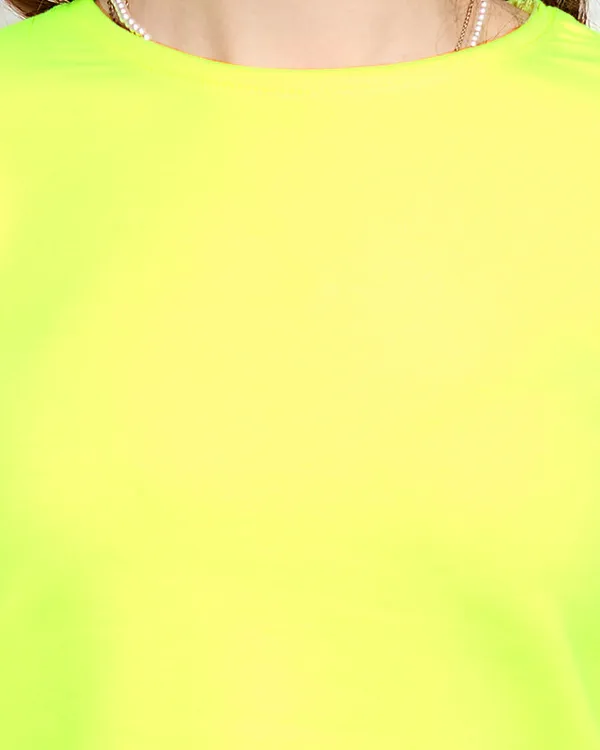Neonowy żółty damski bawełniany sportowy komplet dresowy - Odzież - Żółty || Neonowy
