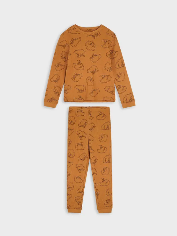 Wygodna, bawełniana piżama dwuczęściowa. - brązowy
