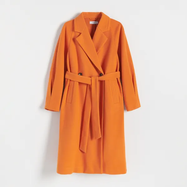 Płaszcz z paskiem - Pomarańczowy