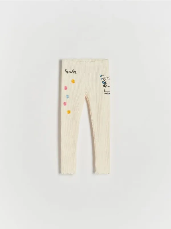 Spodnie typu legginsy, wykonane z bawełny. - kremowy