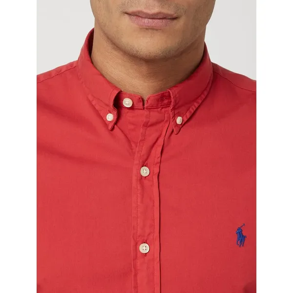 Polo Ralph Lauren Koszula casualowa o kroju slim fit z diagonalu z krótkim rękawem